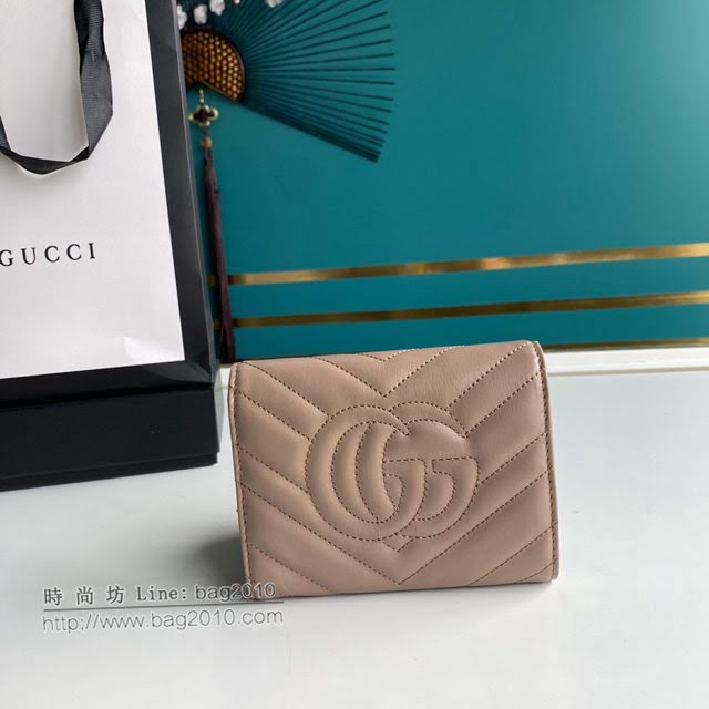 Gucci原厂皮包包 古驰GG Marmont翻盖暗扣钱包 Gucci短夹零钱包 474802  gdj1515
